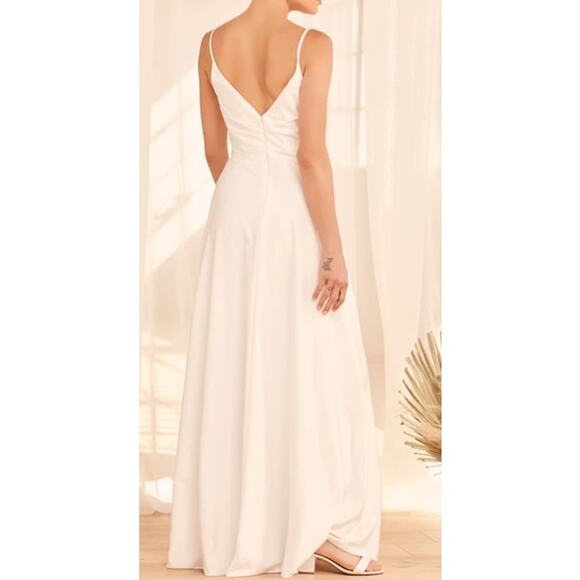 LULU'S 4 S White Choose Your Love Surplice Neck Sleeveless Maxi Dress NWT 0B10 - Picture 2 of 11